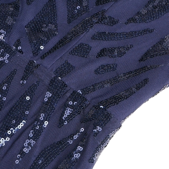 NavyBlue, Boat Neck, Long Cloak,  Sequined/ Mesh Merm… - Picture 13 of 16